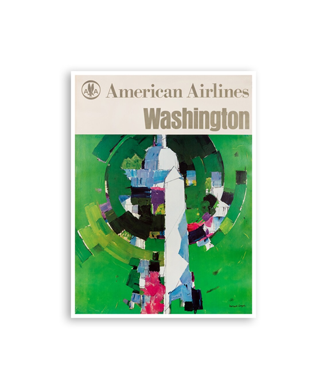 Washington DC Vintage American Airlines Abstract Art Travel Poster