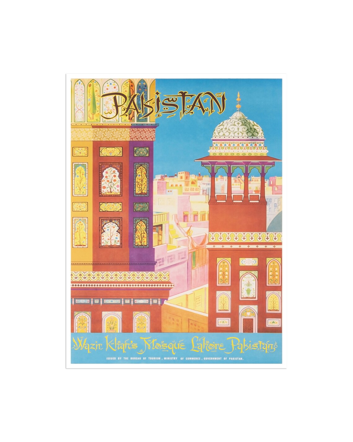 Pakistan Travel Poster, Abstract Modern Wall Decor