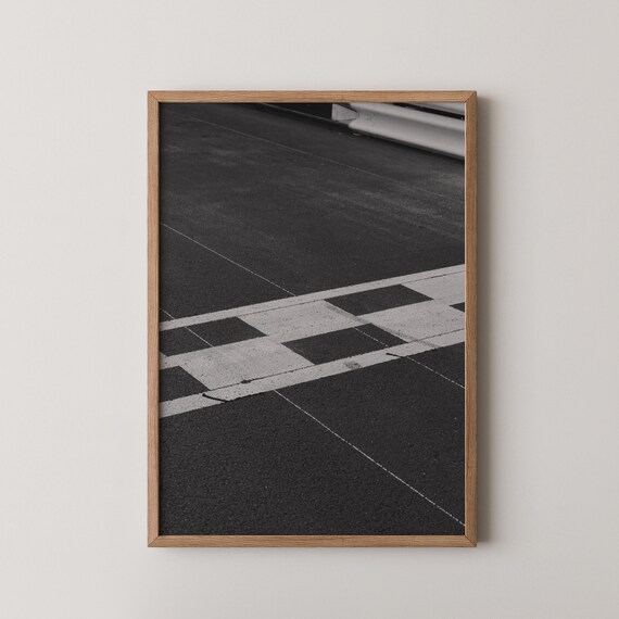 Black and White Checkered Finish Line Race Track Photo Poster