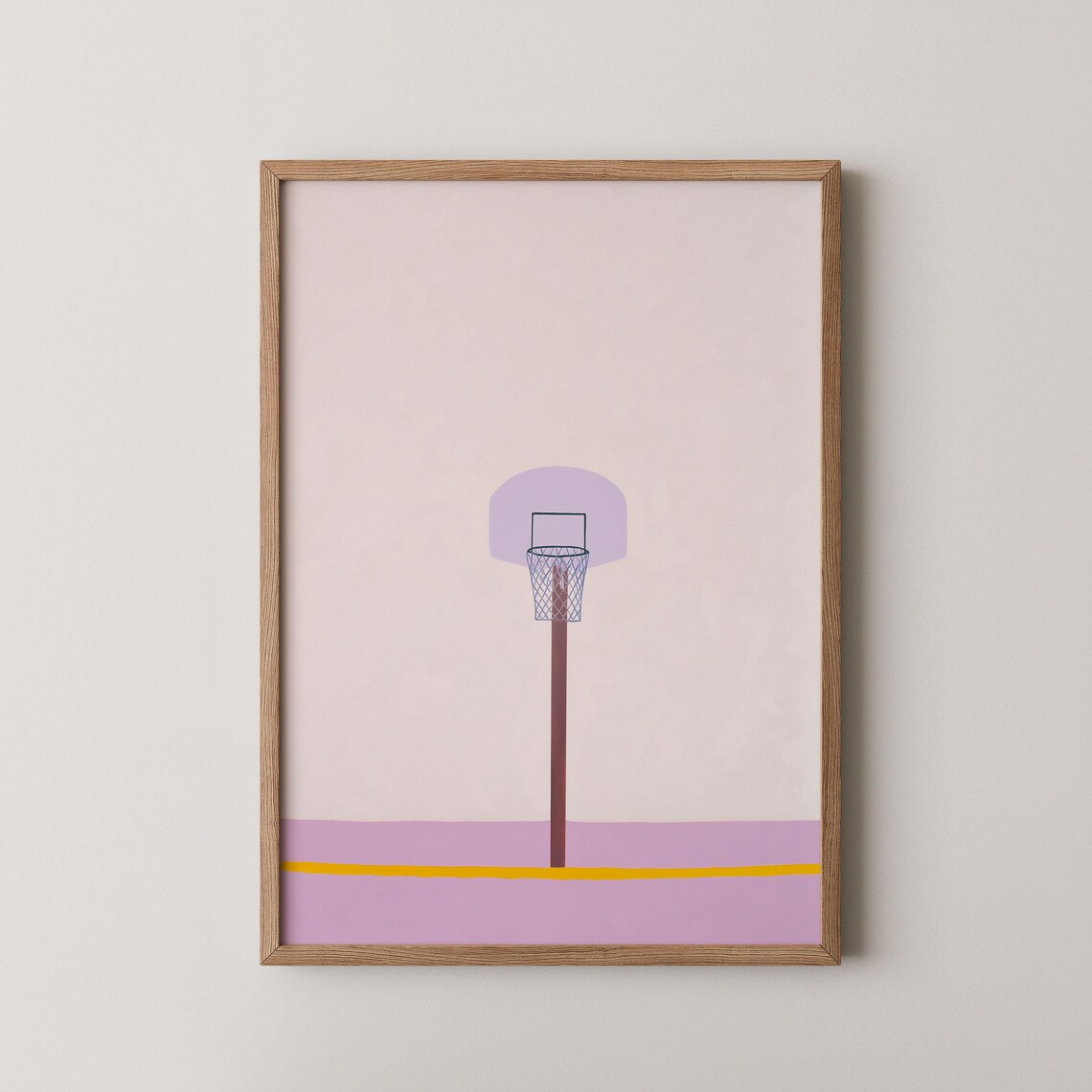 Pink Basketball Hoop Pastel Minimalist Sporty Room Art Print