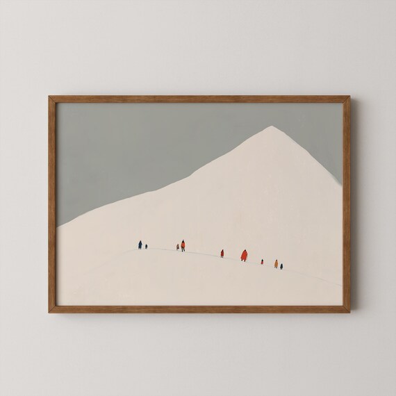 Minimalist Winter Wall Art Modern Scandinavian People Print