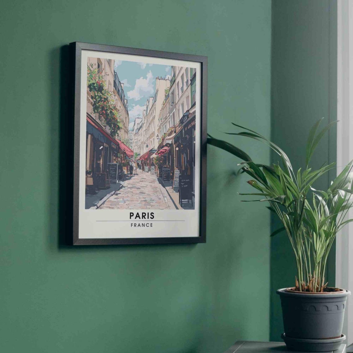 Paris France Rue Mouffetard Cobblestone Shops and Cafes Poster - Image 4