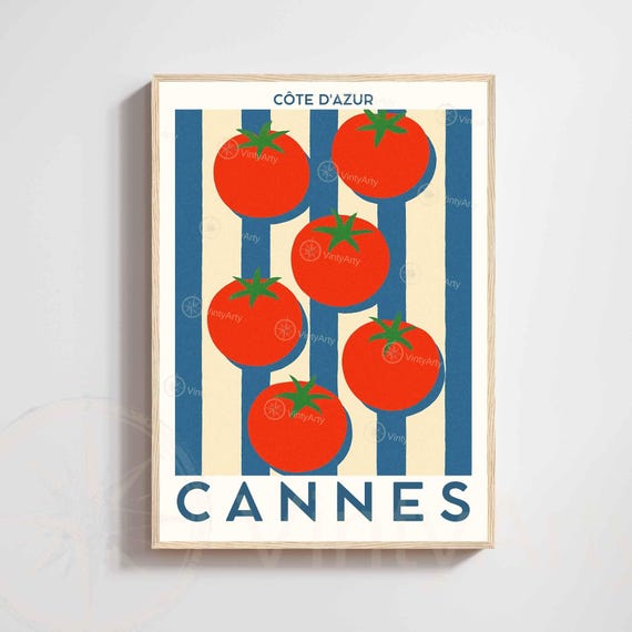 Poster Cannes Lemon French Riviera Bold Graphic Print Cte Dazur Mediterranean Yellow Fruit Wall Art