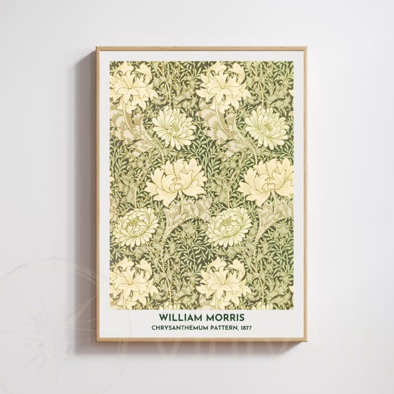 William Morris Chrysanthemum Pattern 1877 Art Print Vintage Botanical Poster Arts Crafts Wall Nature Inspired Home Decor