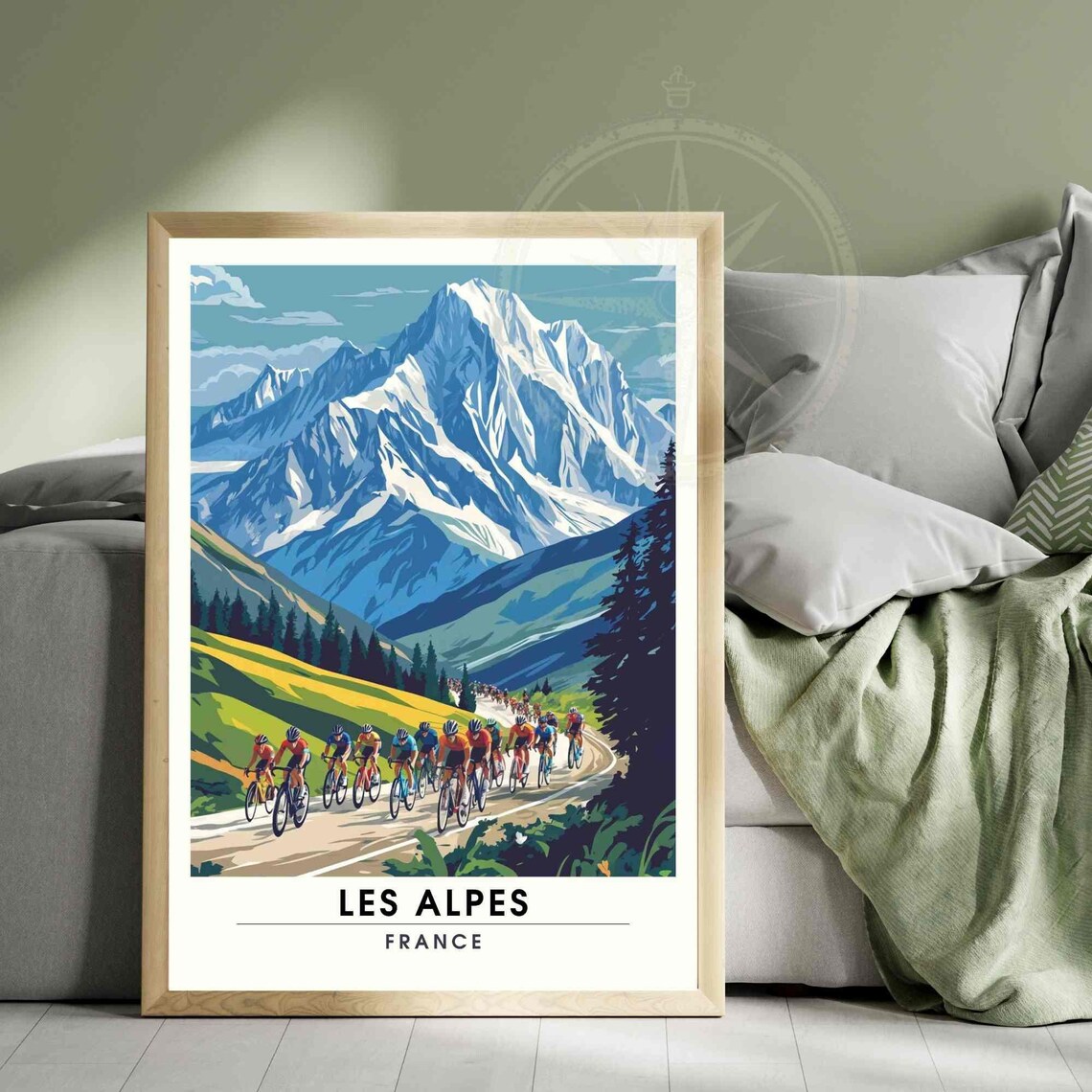 Les Alpes France Tour de France Cyclists Mountain Road Travel Poster - Image 3