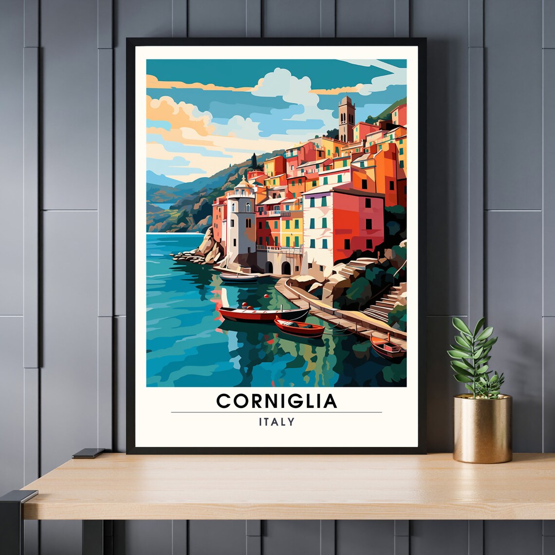 Corniglia Italy Cinque Terre Colorful Cliffside Village Poster