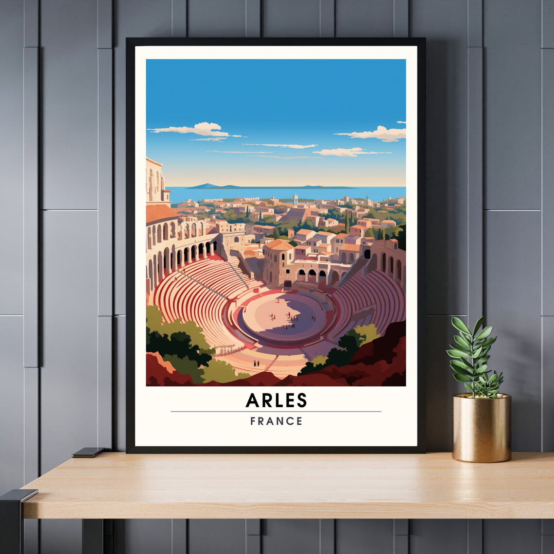 Arles France Vintage Travel Poster Roman Amphitheater City View