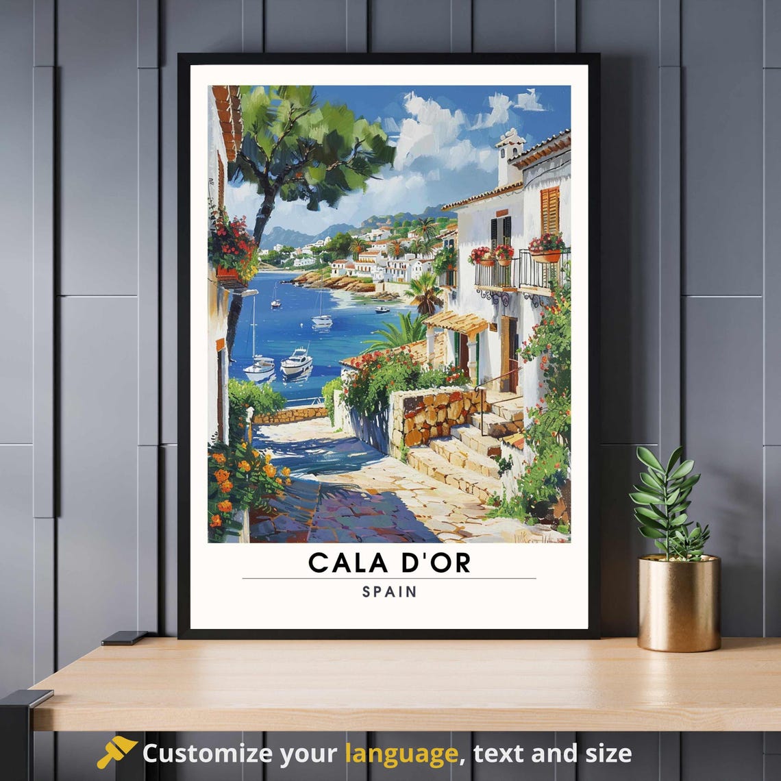 Cala D'Or Spain Mediterranean Seaside Harbor Village Travel Poster