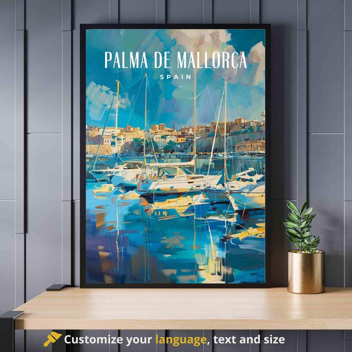 Palma de Mallorca Spain Harbor Marina Impressionist Travel Poster