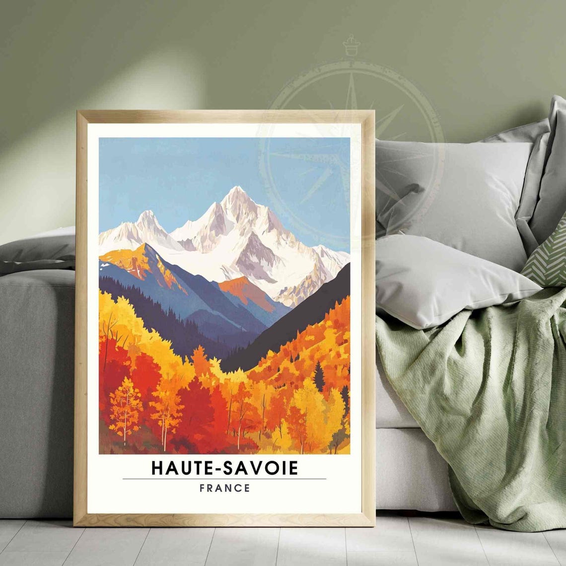 Haute-Savoie France Autumn Alpine Forest Snowy Peaks Travel Poster - Image 3