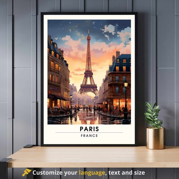 Paris Travel Poster, France Eiffel Tower Art Print