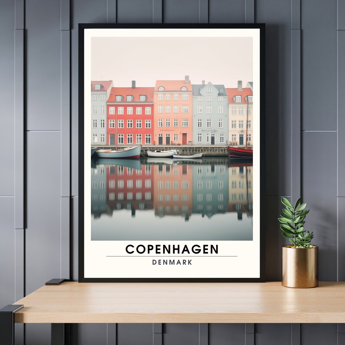 Copenhagen Denmark Nyhavn Colorful Harbor Houses Reflection Poster