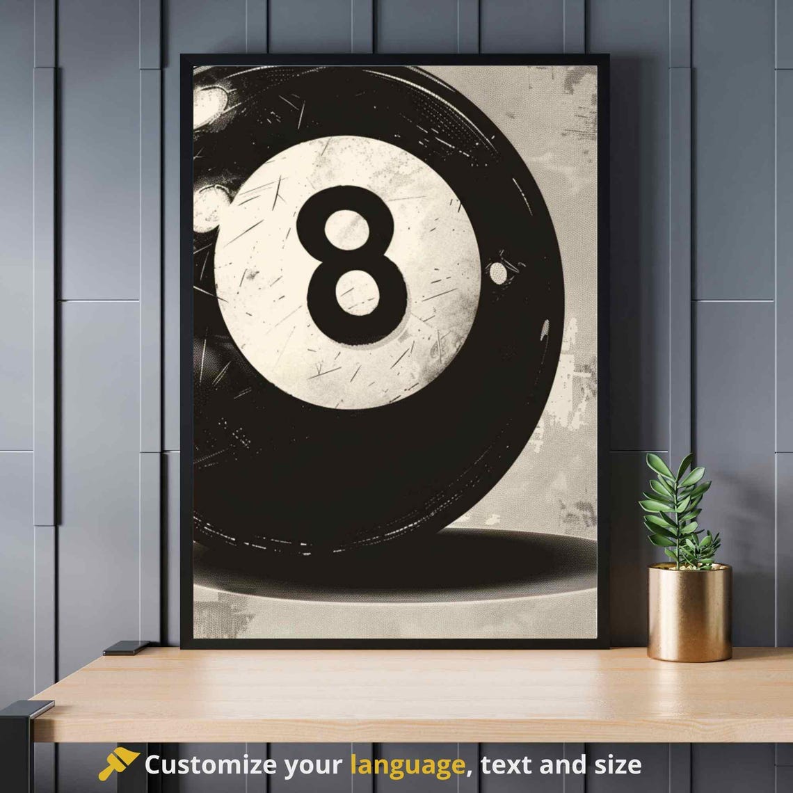 Vintage Black 8 Ball Billiard Pool Hall Classic Retro Style Poster