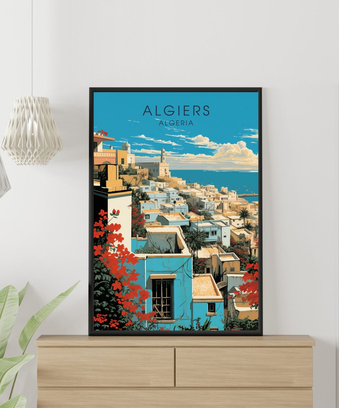 Algiers Algeria Blue Rooftops Bougainvillea Mediterranean Sea Poster