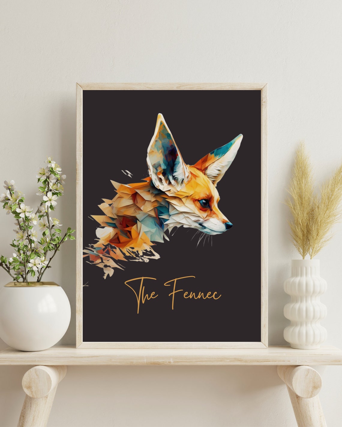The Fennec Colorful Geometric Desert Fox Head Portrait Poster