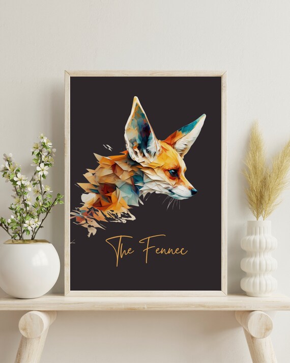The Fennec Colorful Geometric Desert Fox Head Portrait Poster