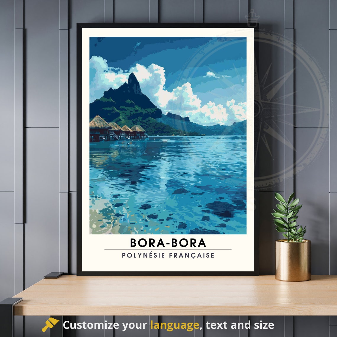 Bora Bora French Polynesia Overwater Bungalows Lagoon Poster