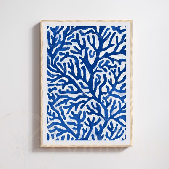 Matisse Blue Poster Abstract Coral Print Modern Wall Art