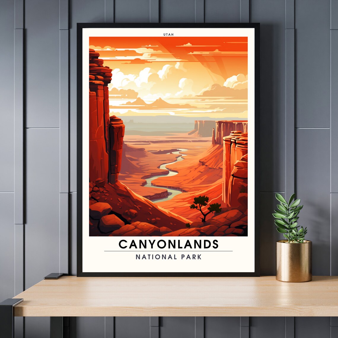 Canyonlands National Park Utah Red Rock Canyon River Sunset Poster