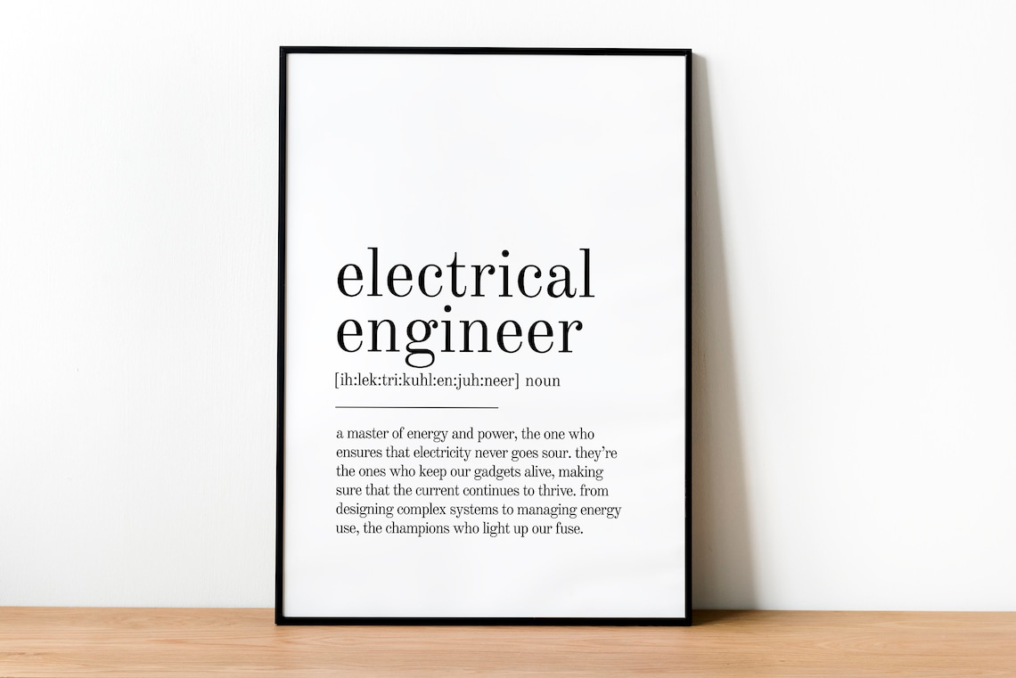 Electrical Engineer Dictionary Definition Minimalist Typography Gift Poster - Image 2
