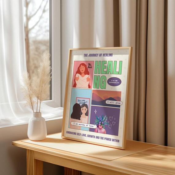 Healing Journey Self Love Poster Retro Comic Empowerment Affirmation