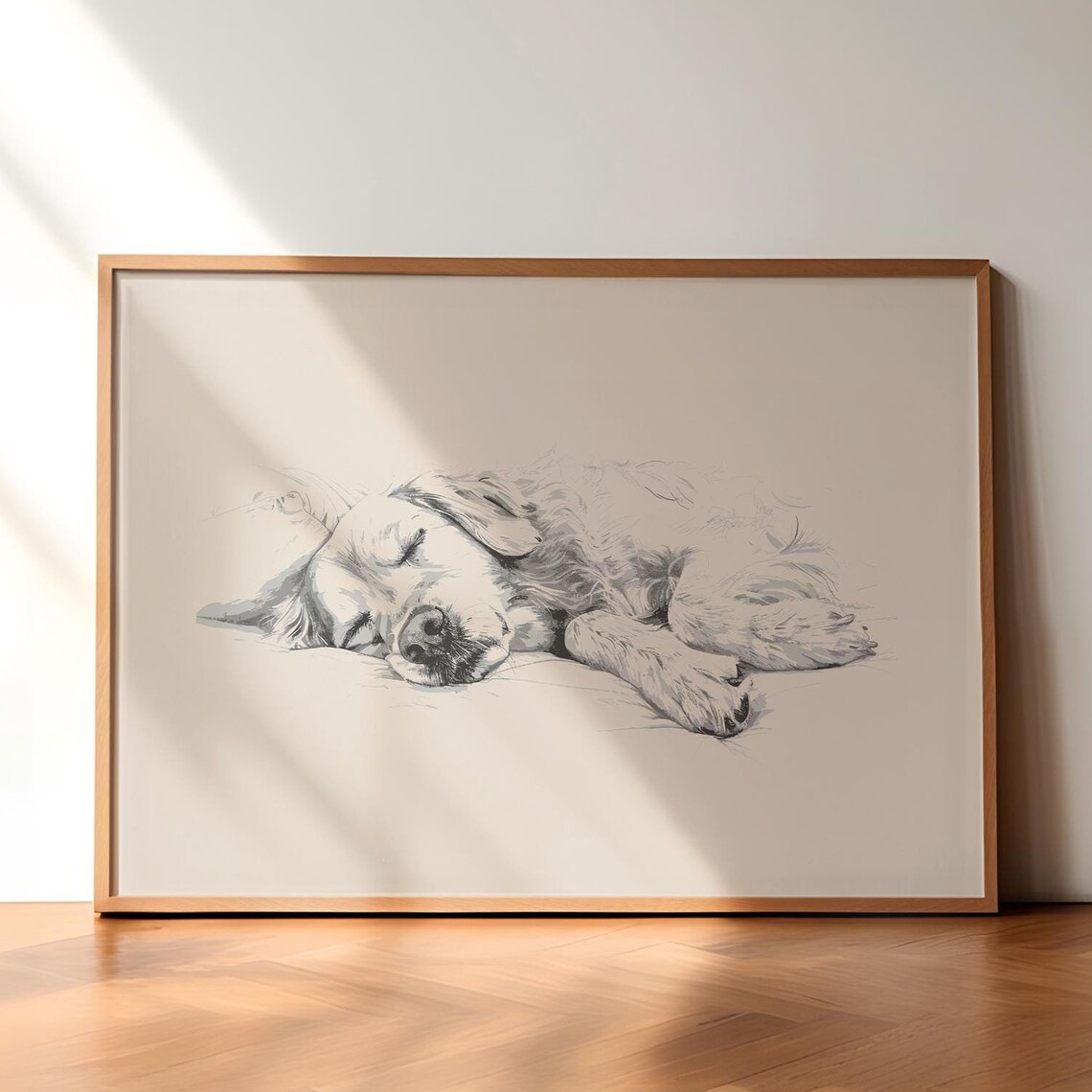 Sleeping Golden Retriever Art Dog Vintage Poster Golden Dog Wall Decor Country Wall Art Dog Drawing Farmhouse Print Xmas Gift For Her - Image 2