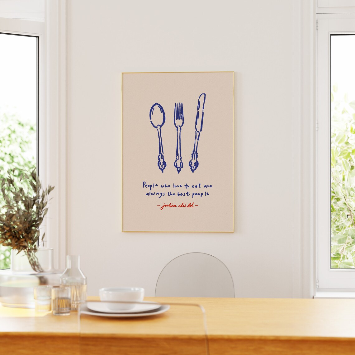 Julia Child Quote Print, Vintage Minimalist Kitchen
