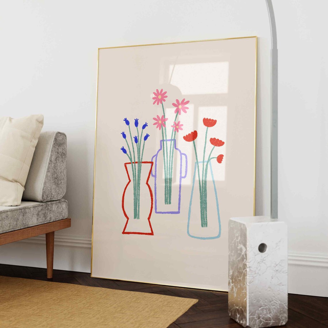 Flower Vase Abstract Floral Vases Retro Art Print - Image 4