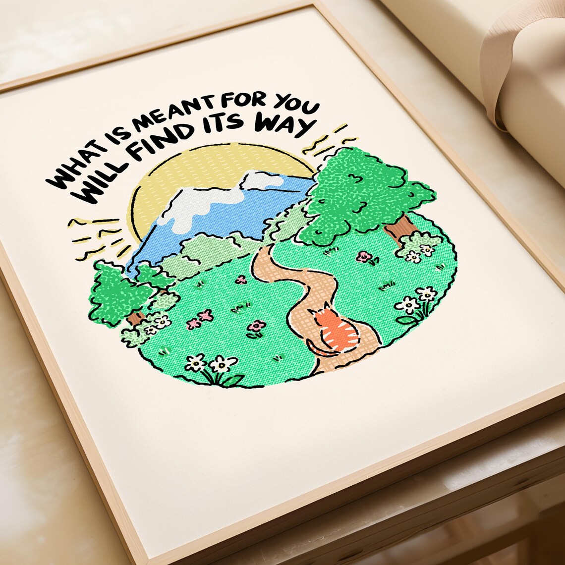 What Is Meant For You Cat Positive Affirmation Art Print