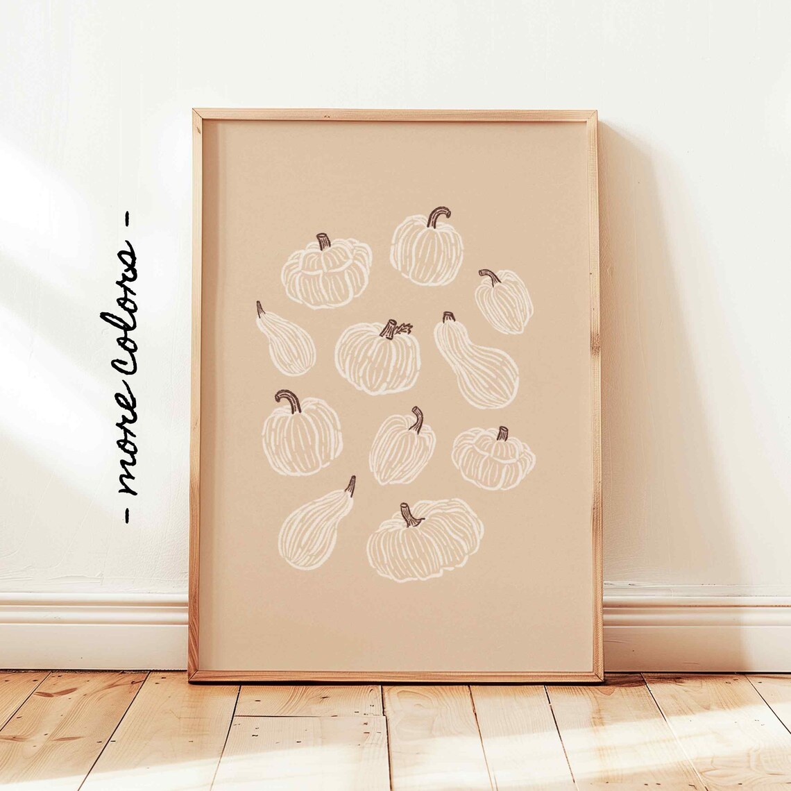 Pumpkin Fall Print Neutral Beige Fall Wall Art Abstract Autumn Poster Cute Halloween Decor