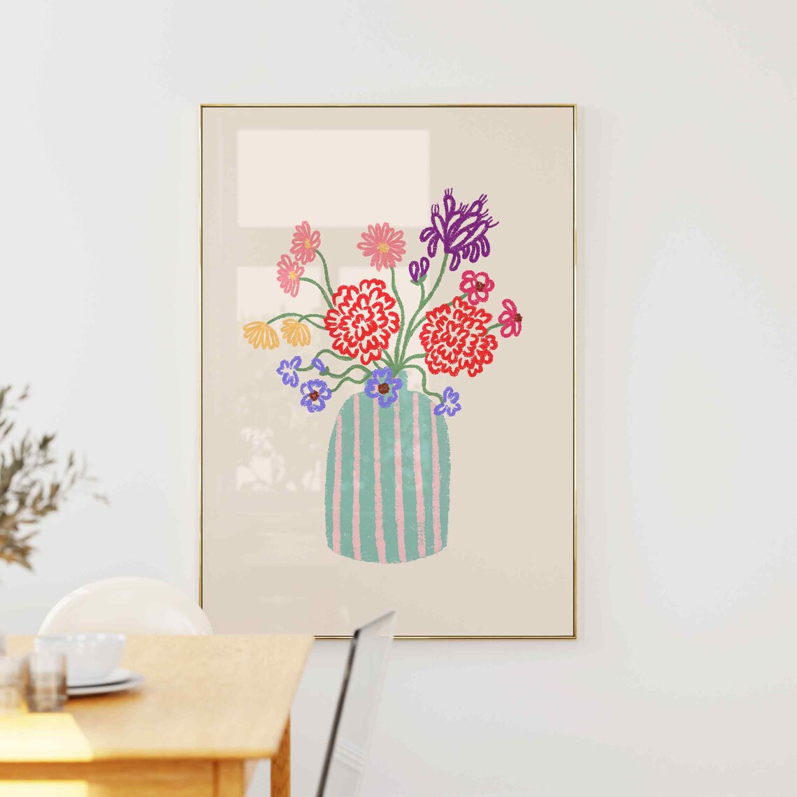Flower Vase Print, Retro Abstract Floral Poster - Image 5