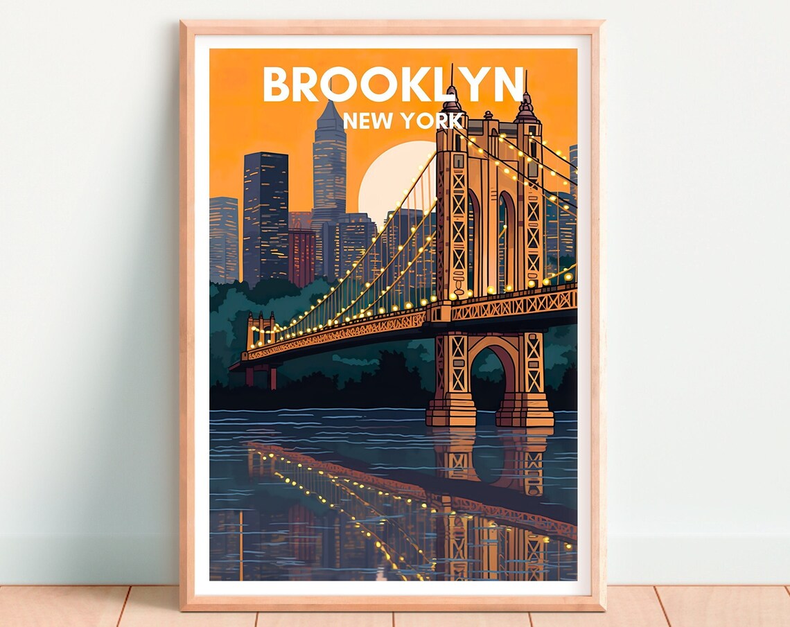 Brooklyn Travel Poster, New York Bridge Art Print - Image 4