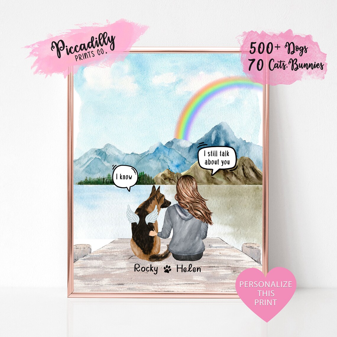 Personalized Dog Memorial Art Print for Mom
