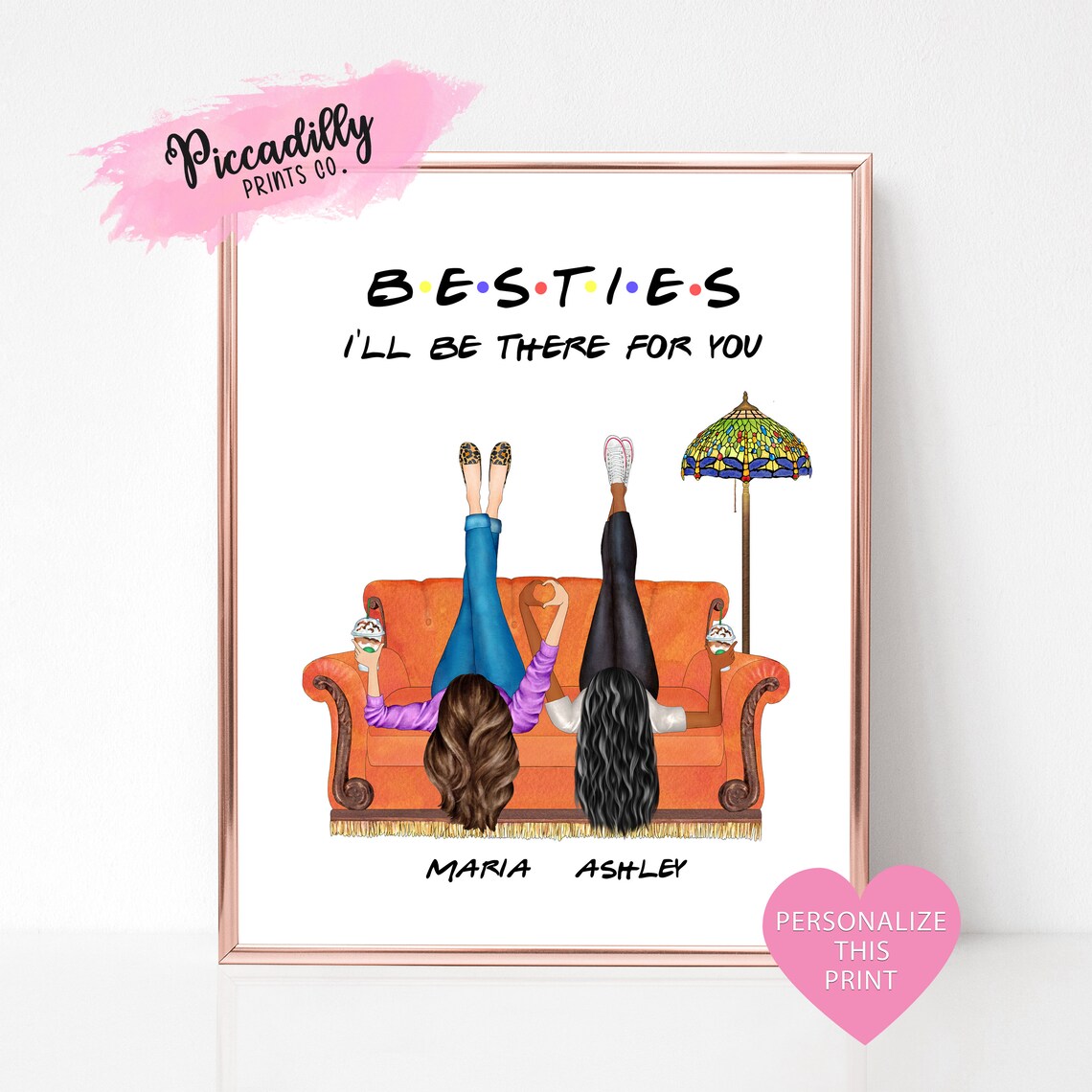 Best Friend Birthday Personalized Portrait Art Print