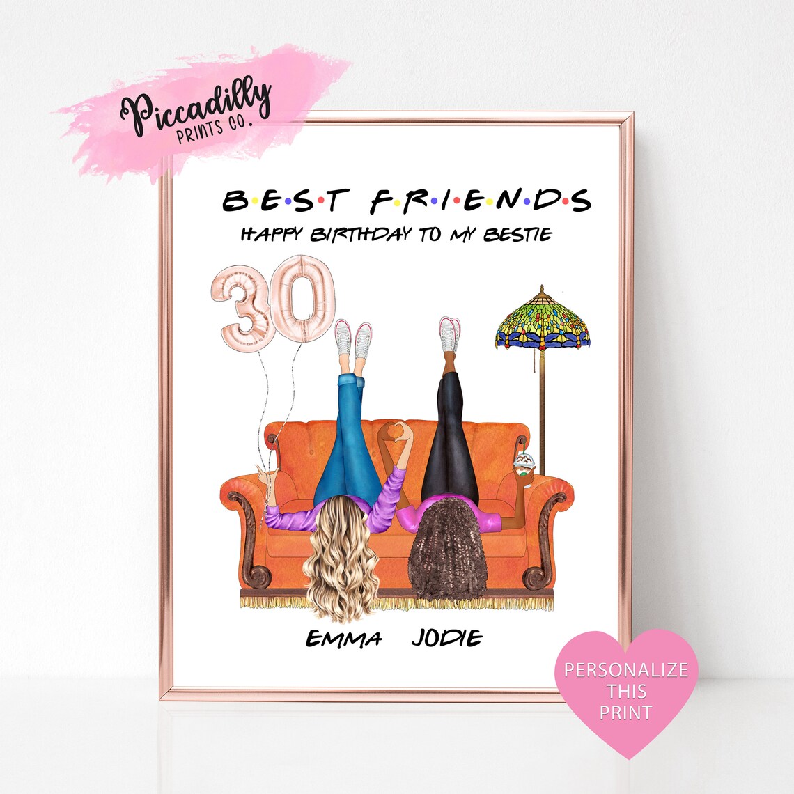 Personalized Best Friend Birthday Portrait Art Print
