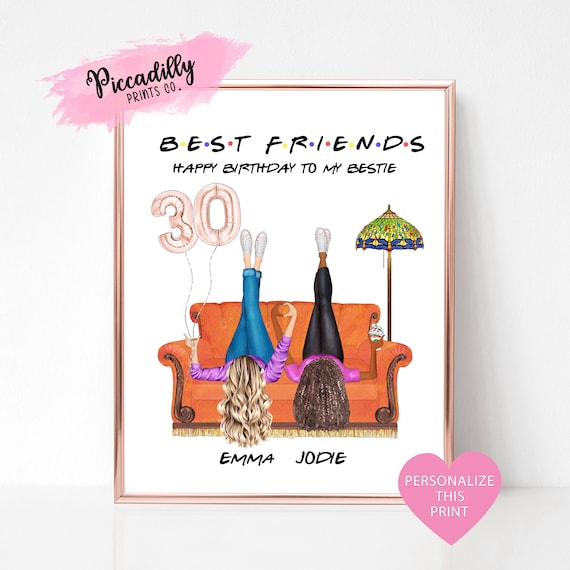 Personalized Best Friend Birthday Portrait Art Print