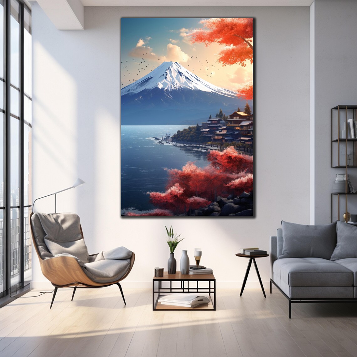 Mount Fuji Autumn Maples Lake Snow Capped Peak Japan Travel Poster - Image 3