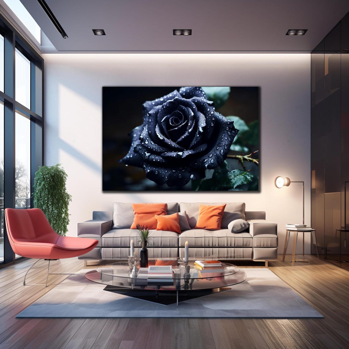 Black Rose Dew Drops Dark Romantic Gothic Flower Photography Poster - Image 3
