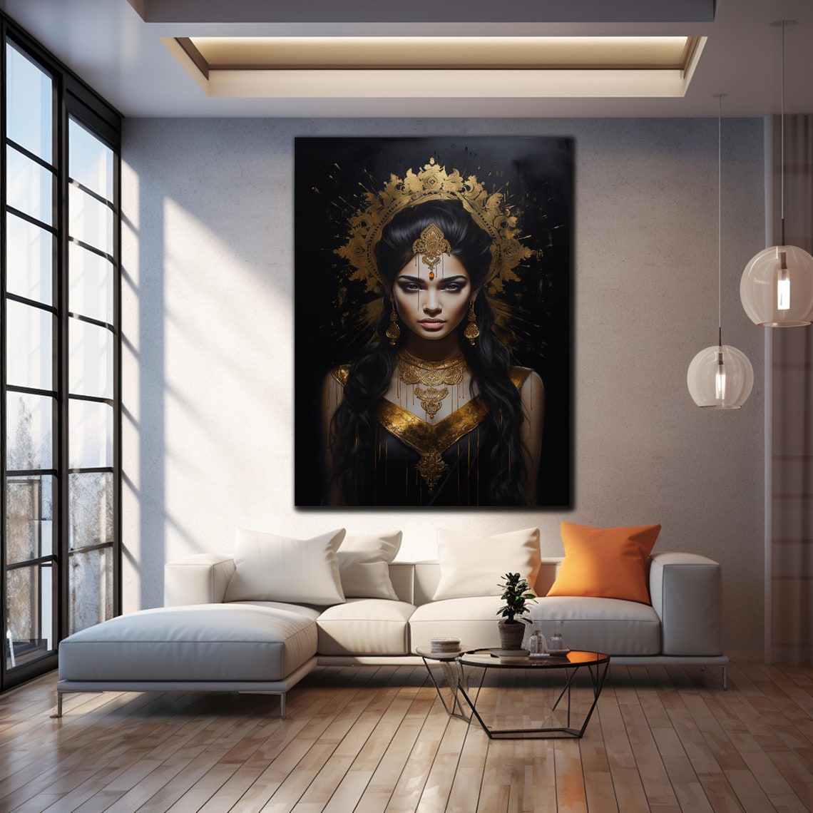 Divine Goddess Black Gold Indian Jewelry Sacred Feminine Art Poster - Image 4