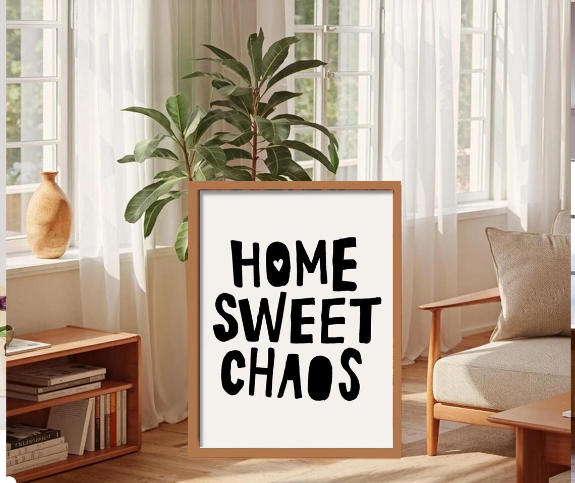 Home Sweet Chaos Boho Quote, Inspirational Typography - Image 6