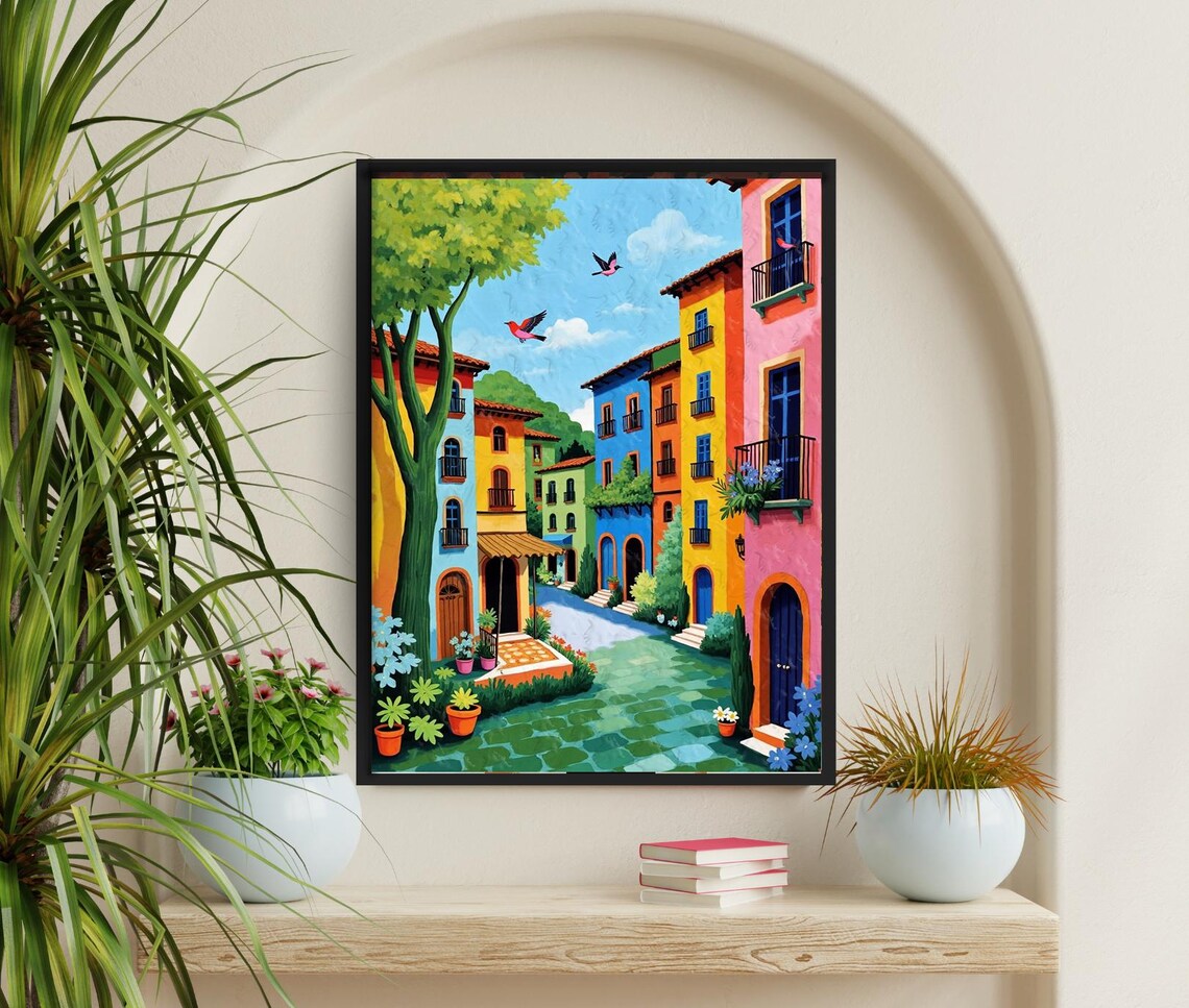 Boho Birds In Sky, Urban Landscape Art Print - Image 3