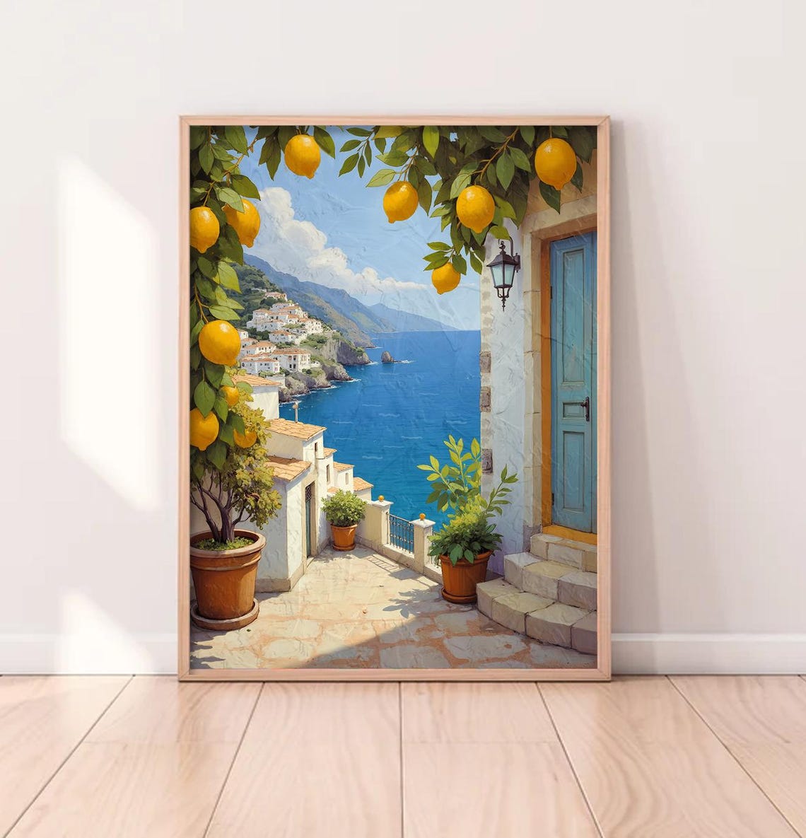 Amalfi Coast Lemon Art, Boho Floral Decor - Image 2