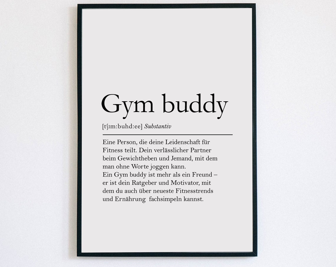 Gym Buddy Funny German Definition Poster Gift for Fitness Lovers