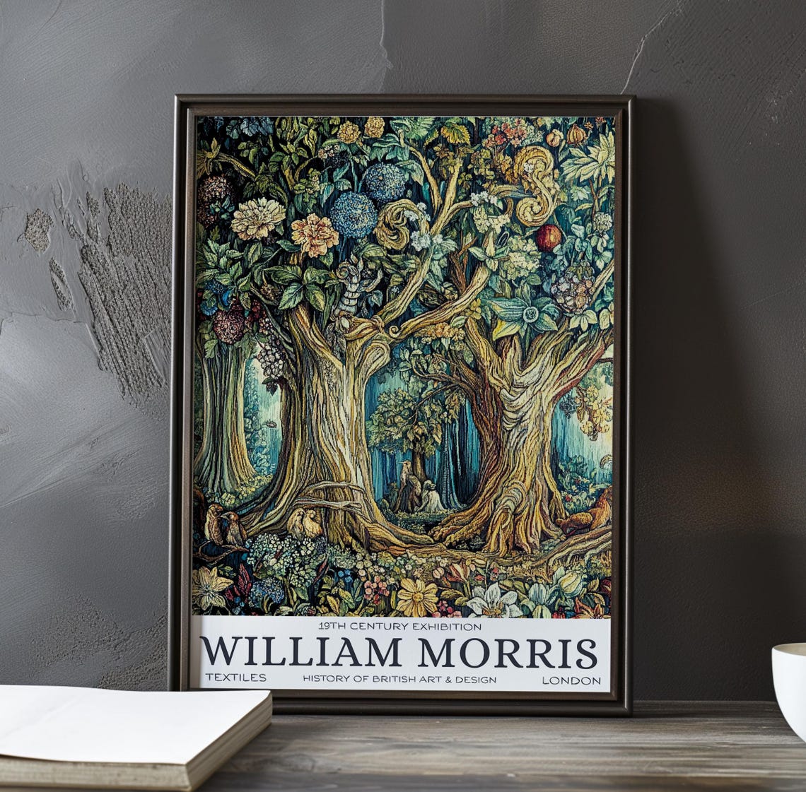William Morris Gnarled Forest Trees Floral Tapestry Exhibition Poster