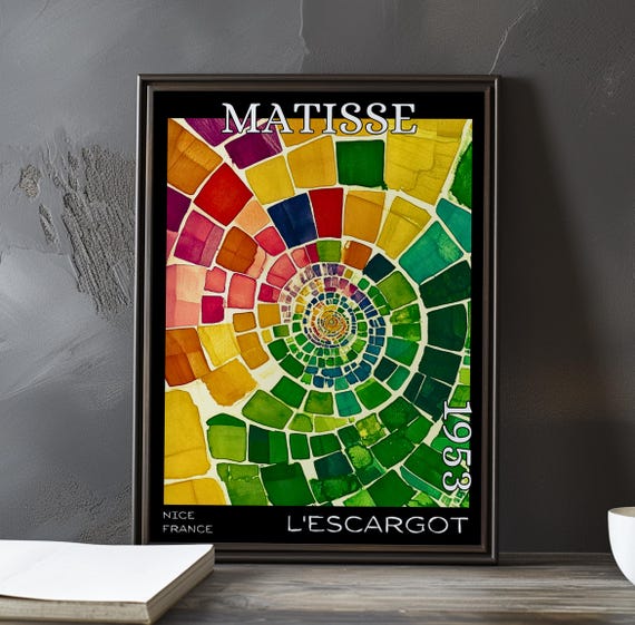 Lescargot 1953 Henri Matisse Print Poster Modern Abstract Spiral Art Collage Cutout French Post Impressionism Decor 20th Century