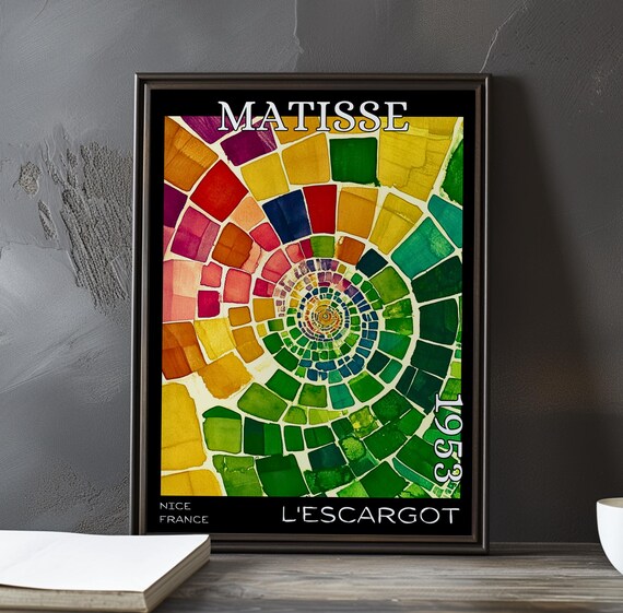 Matisse Lescargot 1953 Watercolor Mosaic Spiral Tile Art Poster