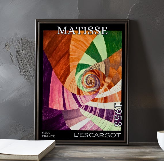 Lescargot 1953 Henri Matisse Print Poster Modern Abstract Spiral Art Collage Cutout French Post Impressionism Decor 20th Century