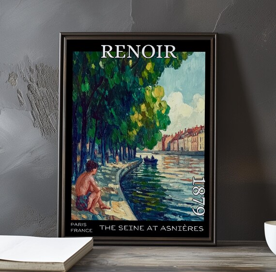 The Seine At Asnieres 1879 Renoir Style Tree Lined Riverside Walk Poster
