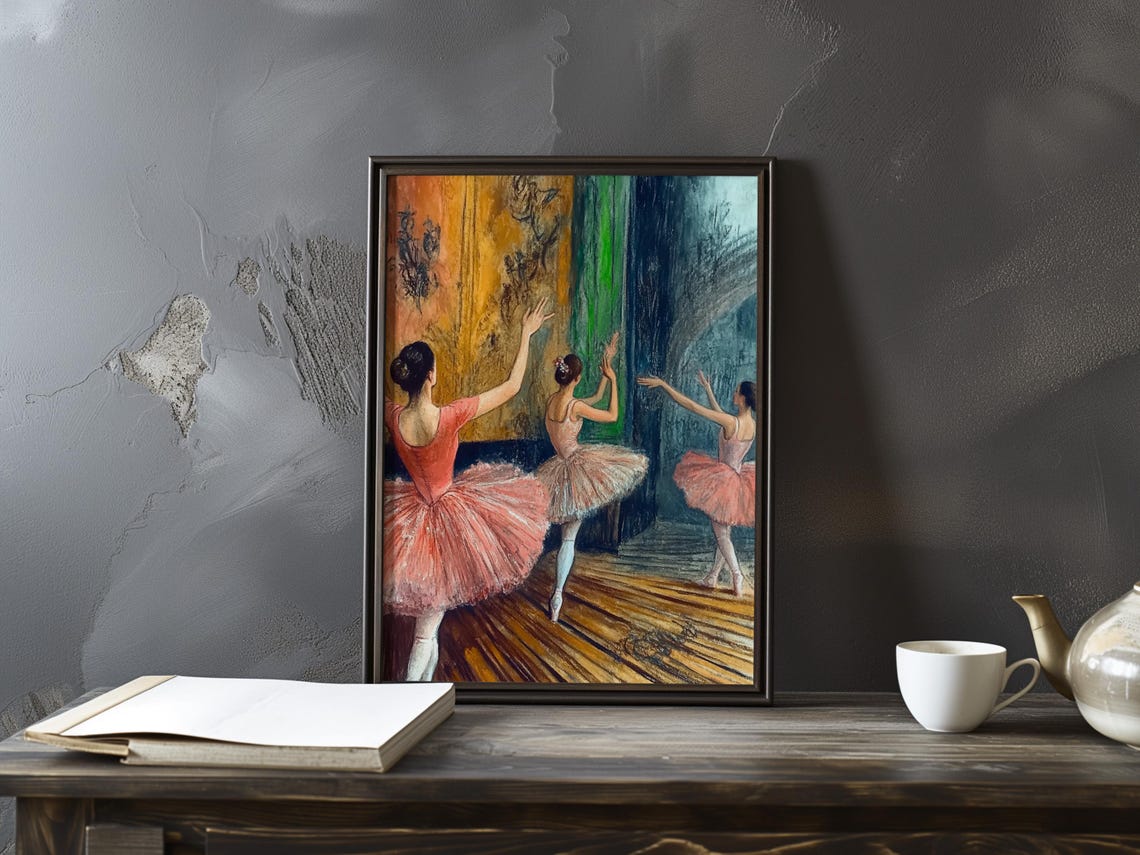 Edgar Degas Inspired Art Poster Ballet Dancer Print Impressionism Artwork Dance Impressionist Painting Movement
