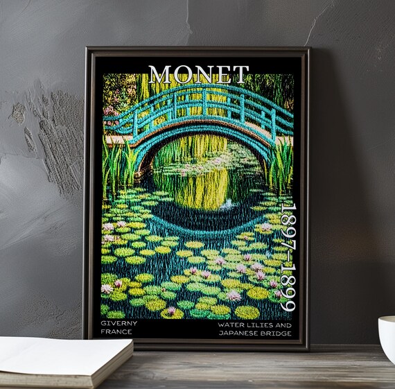 Japanese Bridge Circle Mirror Reflection Monet 1897-1899 Poster